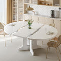 iPormis 59" Round Extendable Dining Table for 4-6, Modern Kitchen Table with Heavy Duty Pedestal Base & Wooden Top, Oval Dining Room Table for Dining Living Room, Easy Assembly, White
