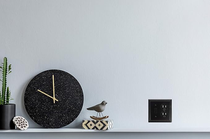 Henne Bery Sunken Pearls Heavy Duty Decorative Wall Plate Switch Plate Outlet Cover (Toggle/Duplex, Matte Black)