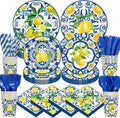 450 Pcs Capri Lemon Party Tableware Set Decorations, Serves 50 | Mediterranean by Unknown