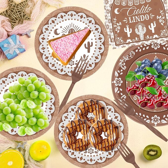 96 Pcs Cielito Lindo Party Decorations, Terracotta Tableware Set | Includes - Image 5
