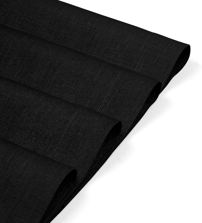 D'Moksha Homes Linen Black Placemats Set of 4-100% Pure Linen Placemats 14 x 19 Inch for Spring, Easter - Handcrafted and Machine Washable