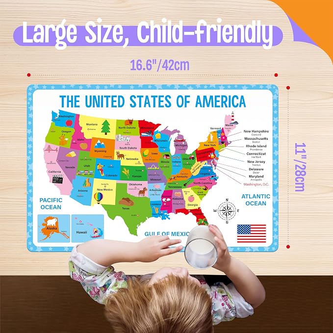 4 Pack Double-Sided Placemats, Washable & Reusable Table Mats -Math, Periodic - Image 6