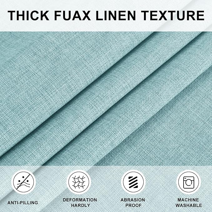 Hiasan Linen Tablecloth 40 Inch Round - Wrinkle and Stain Resistant Washable Polyester Fabric Table Cloth for Dining Room Kitchen Party, Aqua