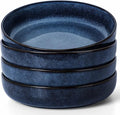 Herogo Stoneware Pasta Bowls Set of 4, Large Wide Shallow 37oz Plates and by Herogo