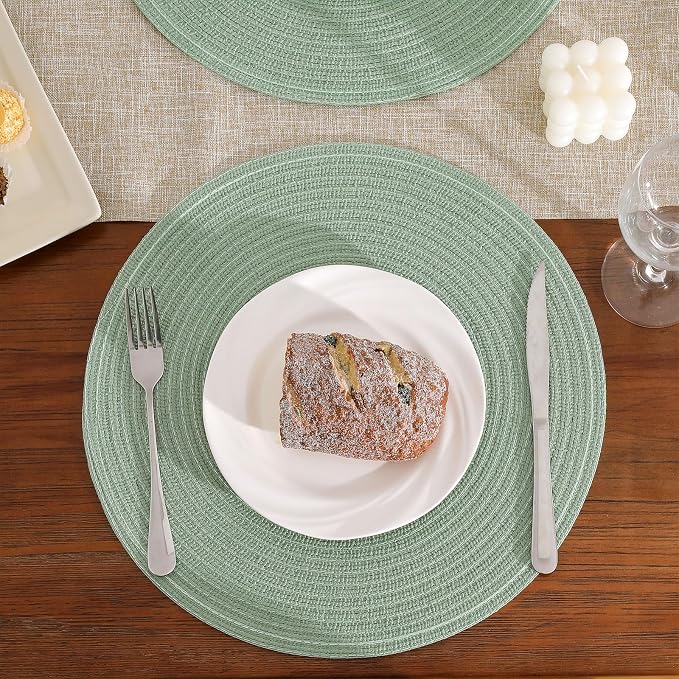 SHACOS Round Placemats Set of 8 Washable 15 inch Round Table Mats Cotton - Image 8