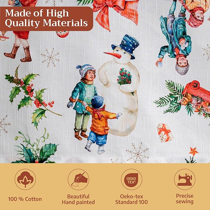 Maison d' Hermine Table Cloth Rectangle Table 100% Cotton 60 x 90 Inches Fall Tablecloth Reusable Everyday Use for Thanksgiving Christmas Decorations Dining Farmhouse Party (Chromo)