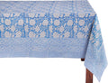 ATOSII Azora Blue 100% Cotton Rectangle Fall Tablecloth, Handblock Floral Print Linen Table Cloth for Kitchen Dining I Parties, Outdoors, Christmas, Thanksgiving I 72 X 108 Inches I 8 Seater