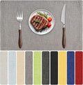 Blue Forest Placemats Set of 6, Dual-Layered Thickened Faux Linen Table Mats Heat Resistant Machine Washable Wrinkle Free Place Mats for Kitchen Dining Outdoor/Indoor (Light Grey)