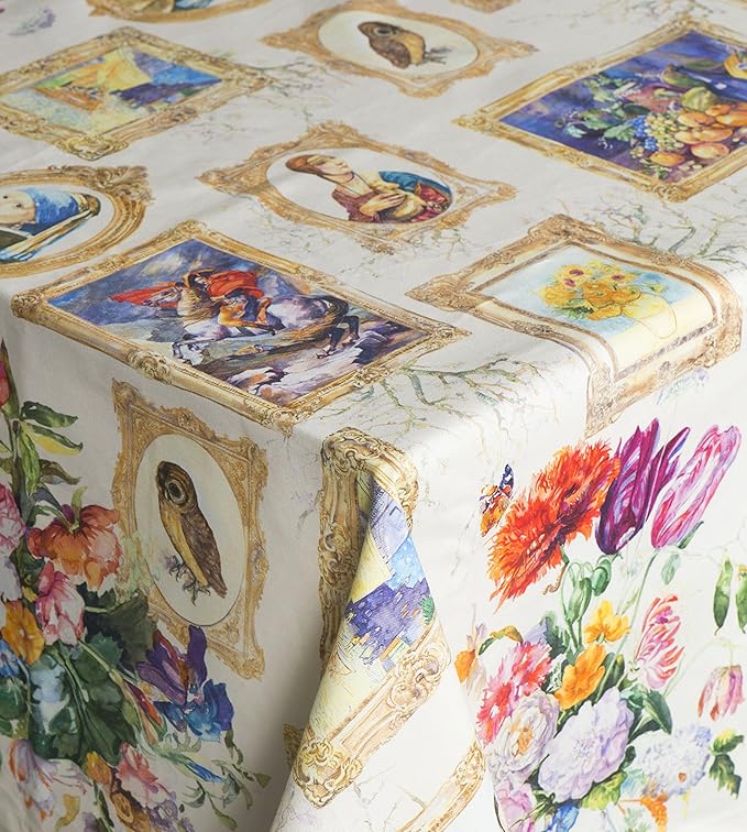 Maison d' Hermine Table Cloth Rectangle Table 100% Cotton 54 x 72 Inches Tablecloth Reusable Decorative for Dining Room Farmhouse Home Valentines Day Decorations Spring Summer - Masterpiece