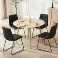 43.3 Inch Round Dining Table Set for 4, Modern Small Kitchen Coffee Set for Dining Room Kitchen Apartment (Cream Table+4 U-Shaped BlackChairs)