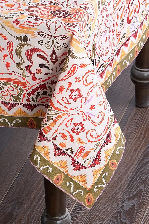 Maison d' Hermine Table Cloth Rectangle Table 100% Cotton 70 x 120 Inches Fall Tablecloth Reusable Everyday Use for Thanksgiving Christmas Decorations Dining Farmhouse Party (Damask)