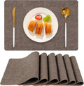 Faux Leather Placemats Set of 6, Heat Resistant Wipeable Washable Vinyl Place Mats, Waterproof Anti-Slip Dining Table Mats, Suitable for Indoor & Outdoor Use (Coffee)