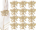 CLEENTABLE Elegant Bee Napkin Rings Set of 12 - Decorative Metal Napkin Rings Holiday Napkin Holders for Table Settings, Special Occasions, Decor & Gift Giving Ideas (Gold)