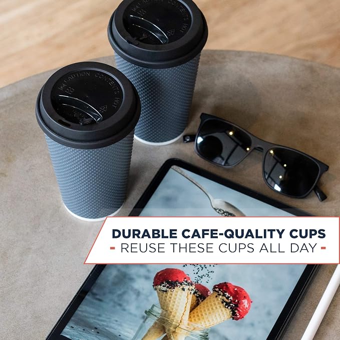 To Go Coffee Cups With Lids - 16 oz Disposable Coffee Cup With Lid. Large Togo - Image 4