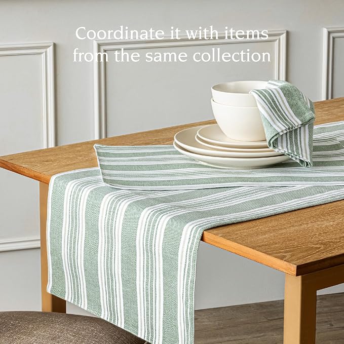 Over&Back 18x90 Woven Striped Table Runner - Image 3