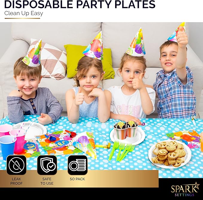 Disposable Paper Plates White, 7 Inch Paper Dessert Plates, Strong and Sturdy Disposable Plate for Party, Dinner, Holiday, Picnic, or Travel Party Plate, Pack of 50