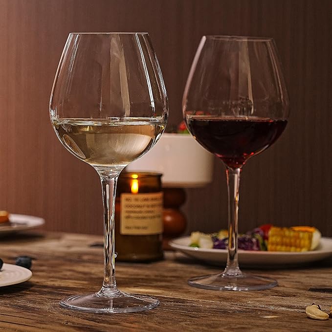 MICHLEY Unbreakable Stemmed Wine Glass 100% Tritan Plastic Dishwasher available Glassware 15 oz, Set of 6