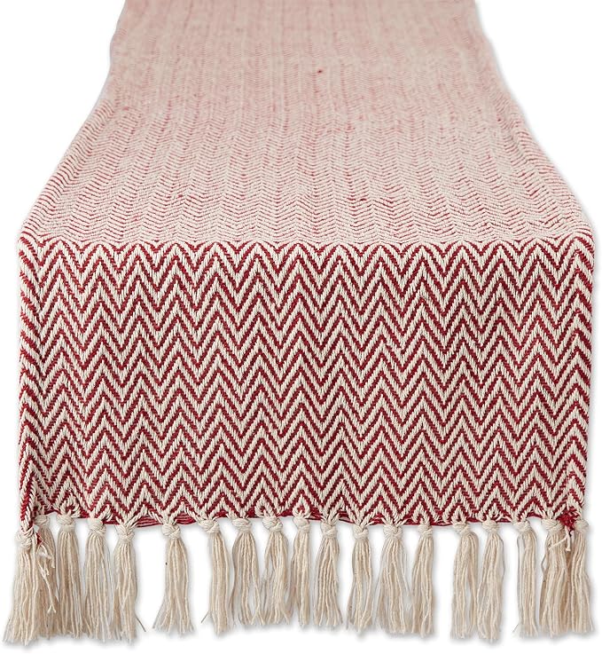 DII Woven Basic Tabletop Collection, Chevron Table Runner, Barn Red by DII