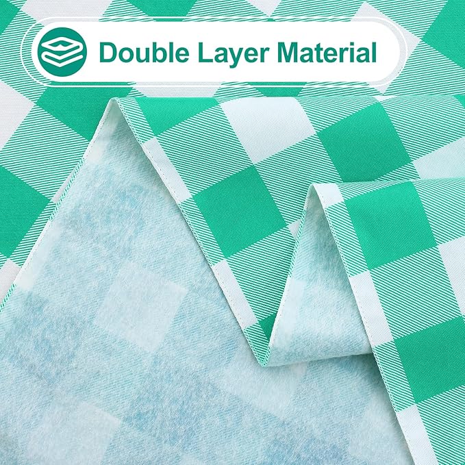 misaya Rectangle Waterproof Vinyl Table Cloth, Buffalo Flannel Backed Tablecloth, Wipeable Plastic Table Cover for Dinner, Kitchen, Outdoor (54" x 108", Green and White)