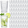 100 Pcs 16 oz Plastic Vintage Drinking Glasses Stemless Ribbed Highball Glasses by Unknown