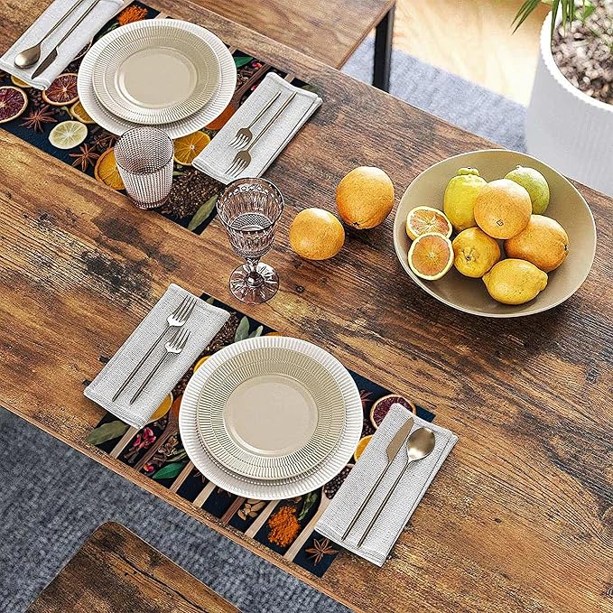 Placemats, Colorful Spices Placemats 12x18 Inch Waterproof Non-Slip Washable Table Mats for Kitchen Dining Party Table Decor,Set of 6