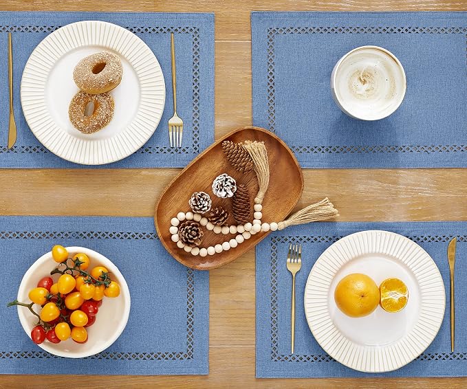 Farmhouse Burlap Place Mats, 12 x 18 Inch | Double Layer, Thick Textured - Image 2