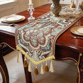 Elegant Table Runner 120" Brown Floral Baroque Medallion by Jiino