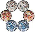 Handmade Ceramic Dipping Bowls – Set of 6, 2.5 Oz Small Sauce Dishes, Colorful Pinch Bowls, Charcuterie Serving Bowls, Microwave & Dishwasher Safe (IZNIK CARNATION)