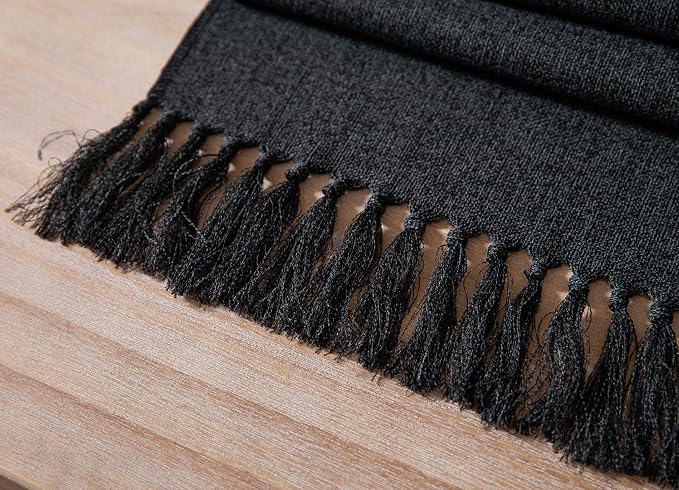 Black Table Runners 72 Inches Long, Burlap Linen Style Rustic Farmhouse Table - Image 6
