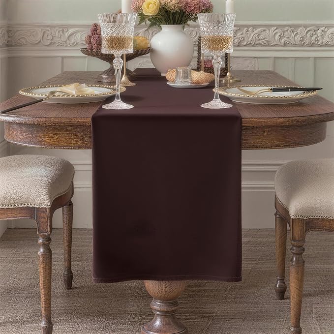 Brown Table Runner, Waterproof Washable Runners 108 Inches Long | Reusable by KAIPHO