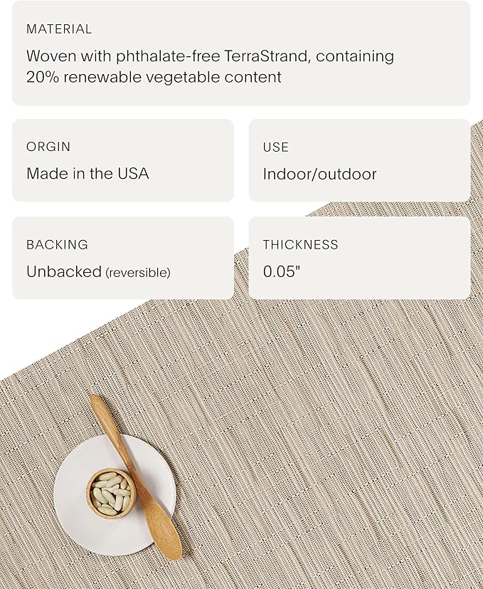 Chilewich Bamboo Placemats Set of 4 - Woven Oval Placemats - Reusable, Stain-Resistant, Indoor/Outdoor Tabletop Protection - 19" x 14" - Oat