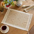 Coffee Scroll Linen Table Runner by UWWGKK