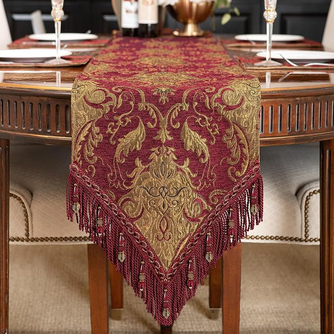 Loom and Mill Luxury Vintage Chenille Table Runner 60 Inches Long, 13x60 inch by LoomandMill