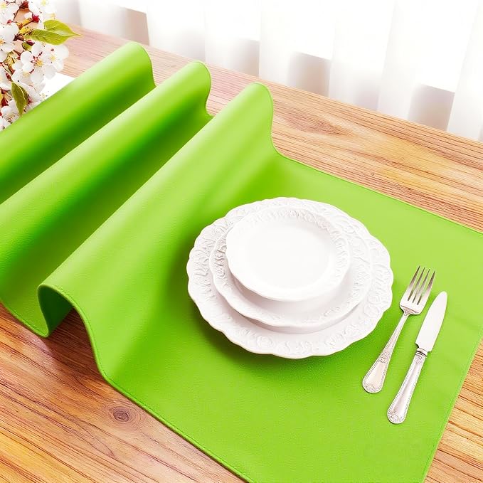 FOLINS&HOME Lime Green Waterproof Decorative Table Runner 72 Inches Long | - Image 3
