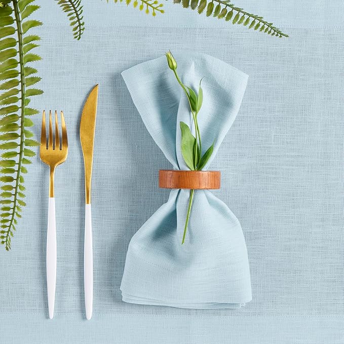 Solino Home Linen Napkins Set of 4-100% Pure Linen Ice Water Dinner Napkins Cloth 20 x 20 Inch - Fete, Handcrafted and Machine Washable - Spring, Easter