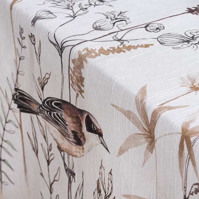 Maison d' Hermine Table Cloth Rectangle Table 100% Cotton 54 x 72 Inches Tablecloth Reusable Decorative for Dining Room Farmhouse Home Valentines Day Decorations Spring Summer - Meadow Florals - Brown