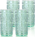 abrwyy Green Drinking Glasses, Vintage Glassware, 12oz Highball Glasses | by abrwyy