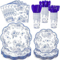 NatNarr Blue Floral Party Supplies Set by NatNarr
