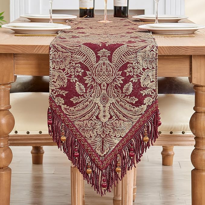 Loom and Mill Luxury Table Runner 72 Inches Long, Classic Jacquard Dining Table by LoomandMill