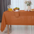 D'Moksha Homes Linen Rust Tablecloth 60 x 132 Inch - 100% Pure Linen Rectangular Tablecloth - Machine Washable Table Cloth for Spring, Easter