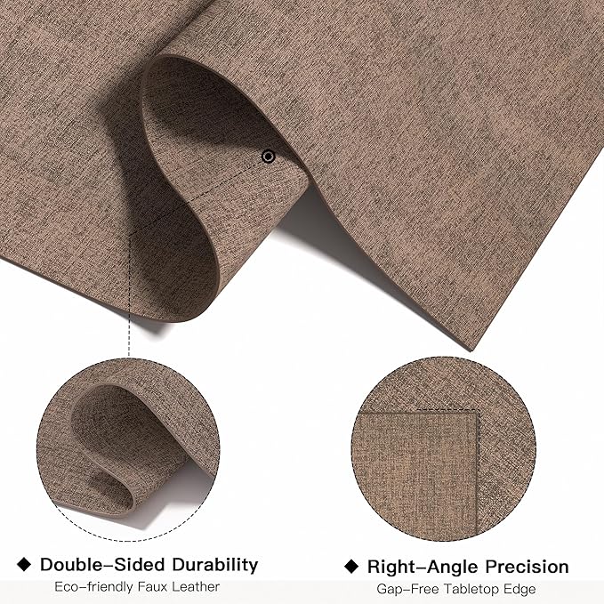DOLOPL Placemats Set of 12, Reversible Wipeable & Heat Resistant Place Mats, Modern Faux Leather Table Mats for Kitchen, Neutral Waterproof Tablemats for Dining Table Decor, Wedding, Party(Brown)