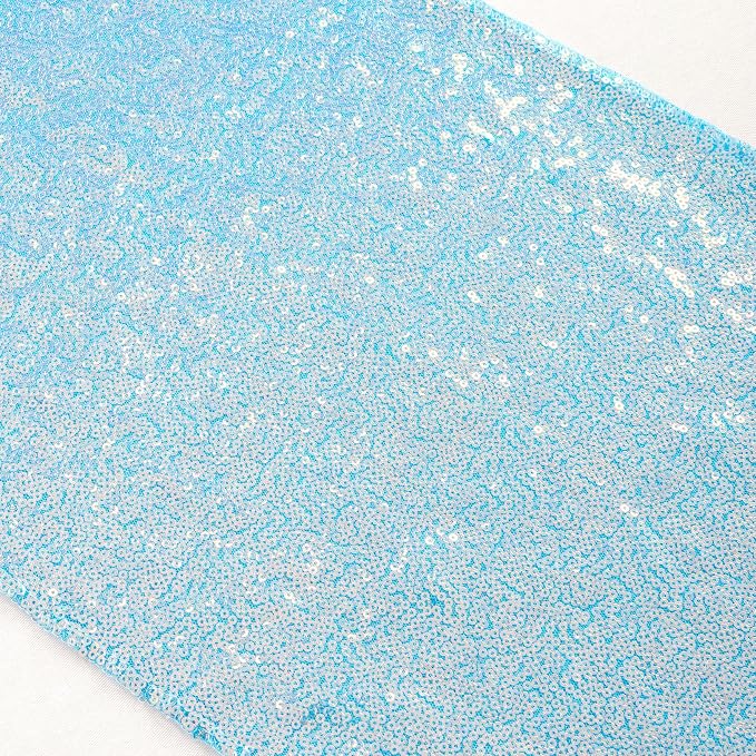 ShiDianYi Aqua Blue Sequin Table Runner 12''X72'' by ShiDianYi