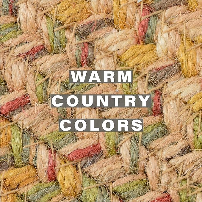 Homespice Harvest Jute Braided Short Table Runner, Warm Country Decor, Set of 2, Multicolor Rectangle 8x28 - Rich Colors, Easy to Clean, Durable and Protects Furniture