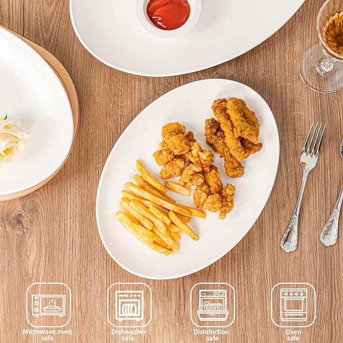 Serving Platters Set of 3 – 15.5/14/12 Inch Oval White Serving Platters, Large Porcelain Serving Platter Set for Party, Appetizers, Charcuterie, Sushi & Dessert, Microwave & Dishwasher Safe