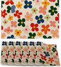 6 Pcs Placemats,Vintage Groovy Flowers Placemat,Colorful Table Mats Washable Recyclable Table Placemats for Indoor Outdoor Heat Resistant Kitchen Dining 12"x18"