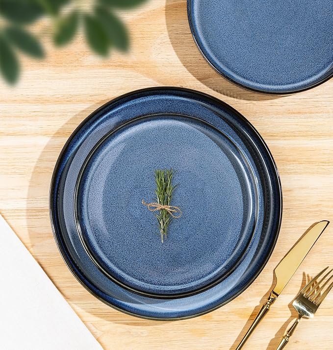 Ceramic Dinnerware Set for 4, 12-Piece Plates and Bowls Set | Lightweight - Image 3