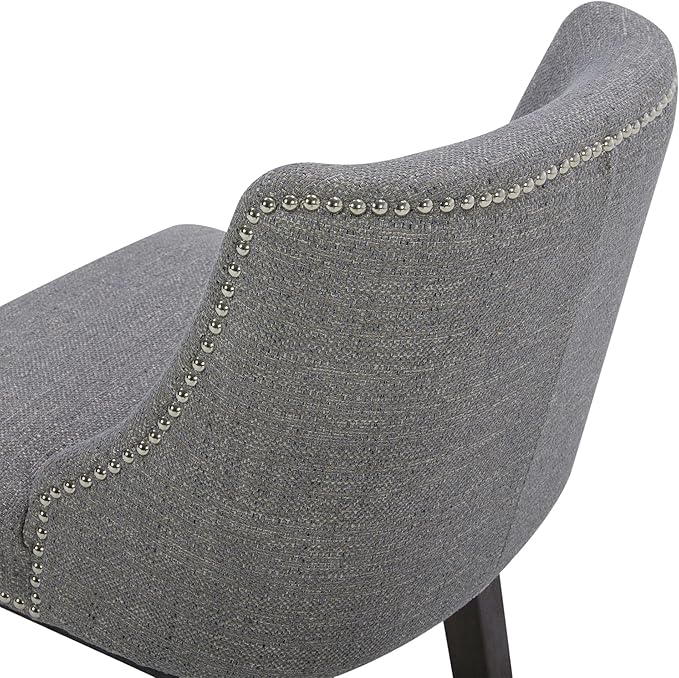 CHITA Counter Height Swivel Bar Stools Set of 3, FSC Certified Upholstered Counter Stools, Modern Swivel Barstools with Wood Legs for Kitchen Island, 26" Seat Height, Fabric in Fog
