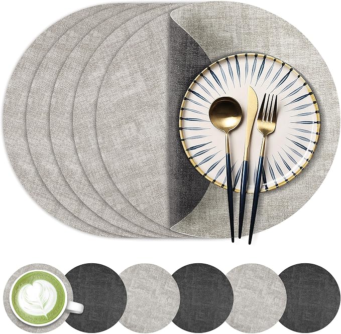 Fyvva Placemats Set of 6, Stain & Scratch Resistant, by Fyvva