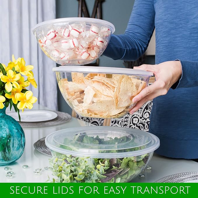 Reusable 150 Ounce Round Crystal Clear Plastic Bowls - Image 9