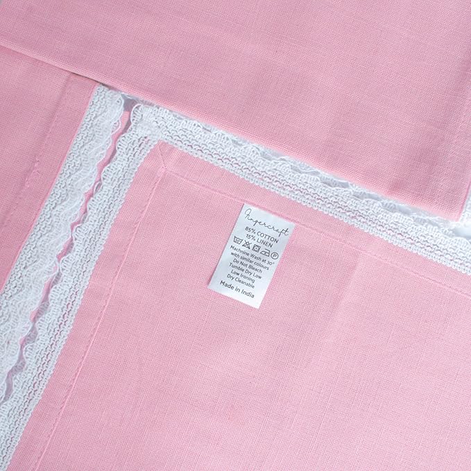 Fingercraft Dinner Cloth Napkin Cotton Linen Blend 12 Pack Mitered Corners with Elegant Lace for Everyday Use Napkins are Pre Shrunk and Good Absorbency (Pastel Rose, 20in x 20in (Set of 12))